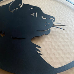 Metalen wanddecoratie | Kattenprofiel | Duurzaam ontwerp voor unieke wandversiering