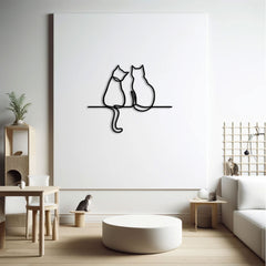 Metalen wanddecoratie – Decoratieve Kunst – Uniek ontwerp met twee katten