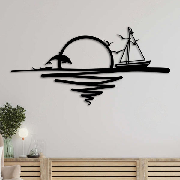 Metalen wanddecoratie – Zonsopgang Design – Duurzaam Materiaal, Decoratief Element - POUEV