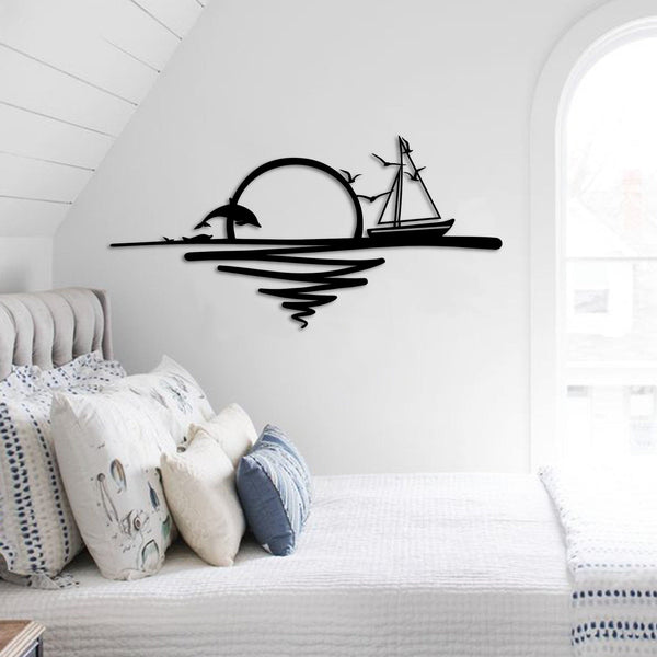 Metalen wanddecoratie – Zonsopgang Design – Duurzaam Materiaal, Decoratief Element - POUEV