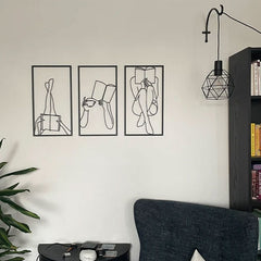 Metalen wanddecoratie | Triptiek voor boekenliefhebbers | Uniek design, perfect voor interieurdecoratie