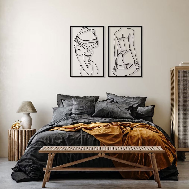 Metalen wanddecoratie – Artistieke Naakte Vrouw – Duurzaam Materiaal, Modern Design