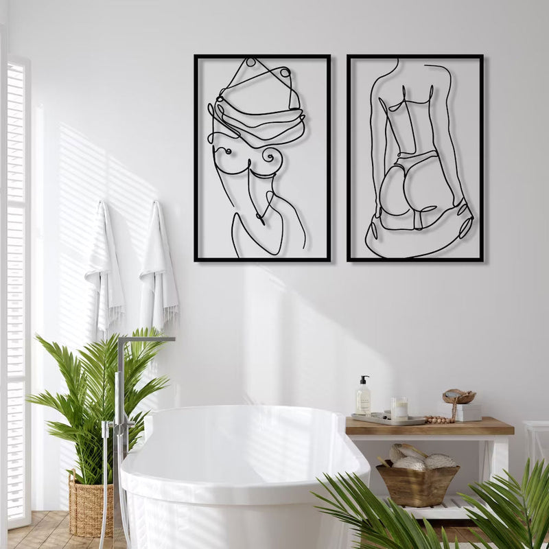 Metalen wanddecoratie – Artistieke Naakte Vrouw – Duurzaam Materiaal, Modern Design