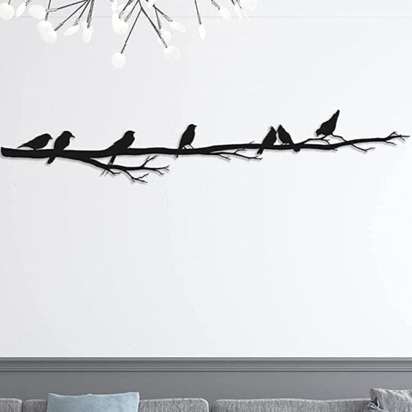 Metalen wanddecoratie – Vogels op tak – Duurzaam ontwerp, decoratief voor binnen en buiten - POUEV