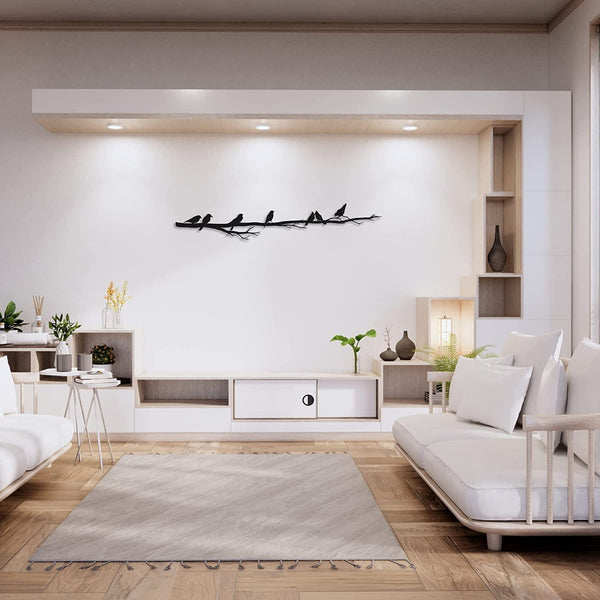 Metalen wanddecoratie – Vogels op tak – Duurzaam ontwerp, decoratief voor binnen en buiten - POUEV