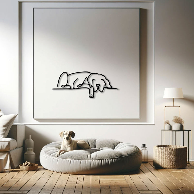 Metalen wanddecoratie | Slapende Hond | Uniek ontwerp voor binnen- en buitentoepassingen