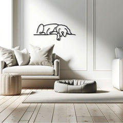 Metalen wanddecoratie | Slapende Hond | Uniek ontwerp voor binnen- en buitentoepassingen