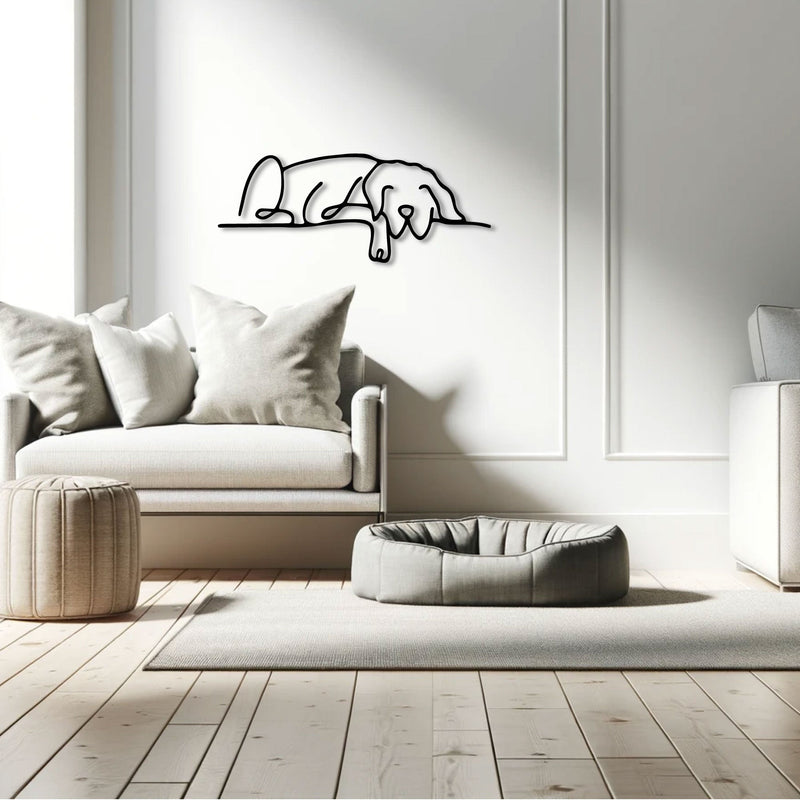 Metalen wanddecoratie | Slapende Hond | Uniek ontwerp voor binnen- en buitentoepassingen
