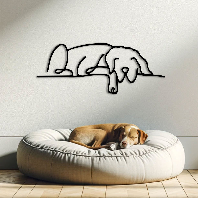 Metalen wanddecoratie | Slapende Hond | Uniek ontwerp voor binnen- en buitentoepassingen