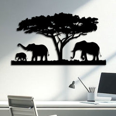 Metalen wanddecoratie | Olifantenfamilie | Duurzaam ontwerp voor wandversiering