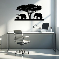Metalen wanddecoratie | Olifantenfamilie | Duurzaam ontwerp voor wandversiering