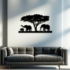 Metalen wanddecoratie | Olifantenfamilie | Duurzaam ontwerp voor wandversiering