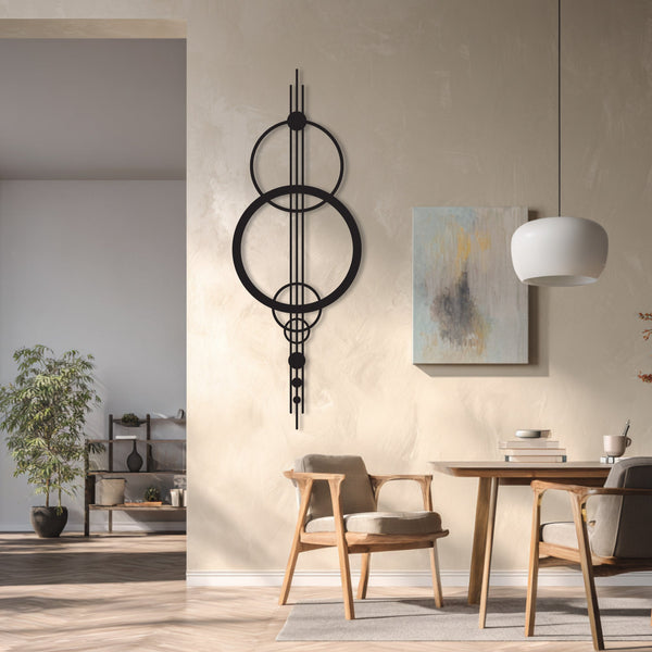 Metalen wanddecoratie – Geometrische cirkels – Duurzaam ontwerp, moderne stijl