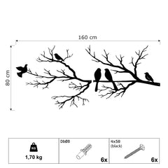 Metalen wanddecoratie – Vogels op tak – Duurzaam en decoratief ontwerp - POUEV