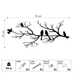 Metalen wanddecoratie – Vogels op tak – Duurzaam en decoratief ontwerp - POUEV