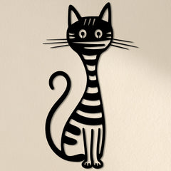 Metalen wanddecoratie | Gestreepte Kat | Duurzaam ontwerp voor interieurdecoratie