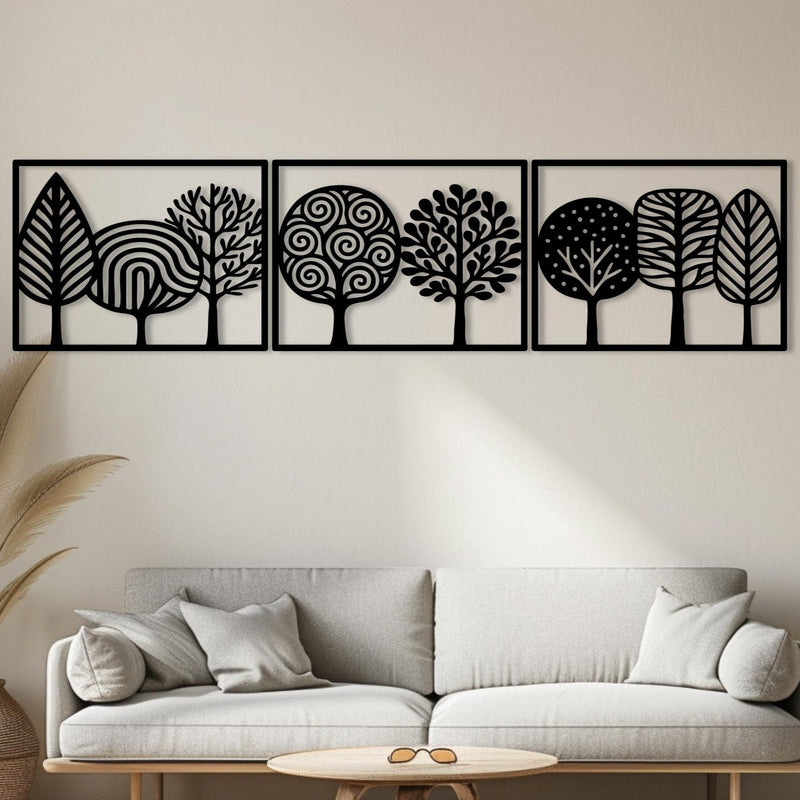 Metalen Wanddecoratie – Triptych Design – Duurzaam Materiaal - POUEV