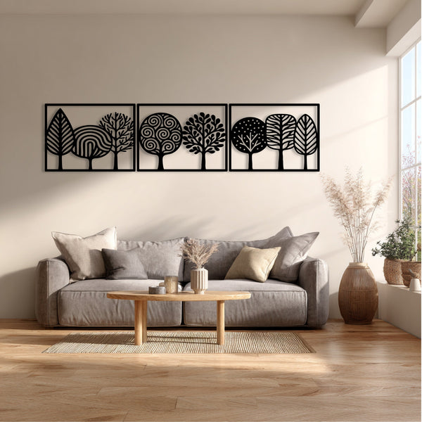 Metalen Wanddecoratie – Triptych Design – Duurzaam Materiaal - POUEV