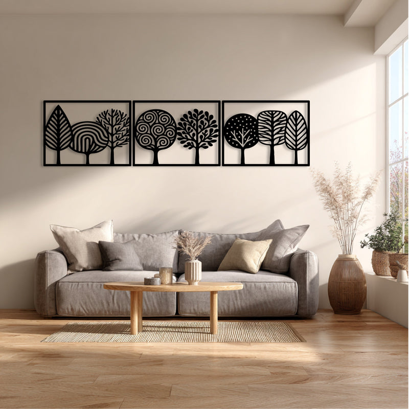 Metalen Wanddecoratie – Triptych Design – Duurzaam Materiaal - POUEV