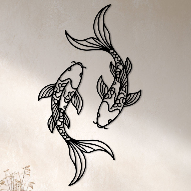 Metalen wanddecoratie – Unieke Koi Ontwerp – Duurzaam Materiaal