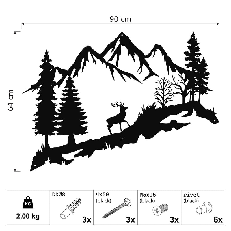 Metalen wanddecoratie – Berg en Hert Design – Duurzaam Materiaal, Unieke Wandkunst