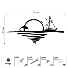 Metalen wanddecoratie – Zonsopgang Design – Duurzaam Materiaal, Decoratief Element - POUEV