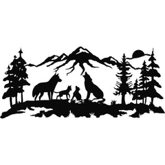 Metalen wanddecoratie – Familie wolf design – Duurzaam materiaal, decoratief voor binnen en buiten