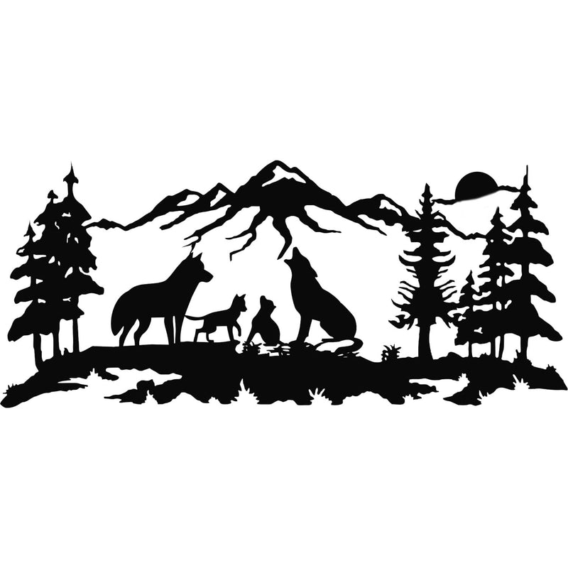 Metalen wanddecoratie – Familie wolf design – Duurzaam materiaal, decoratief voor binnen en buiten