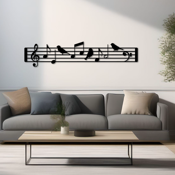 Metalen wanddecoratie – Muzieknoten Design – Duurzaam Materiaal - POUEV
