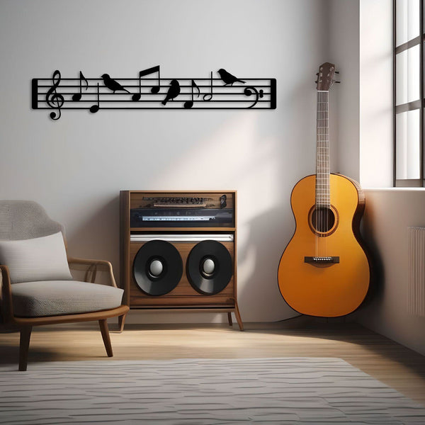 Metalen wanddecoratie – Muzieknoten Design – Duurzaam Materiaal - POUEV