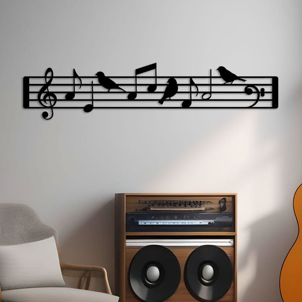 Metalen wanddecoratie – Muzieknoten Design – Duurzaam Materiaal - POUEV