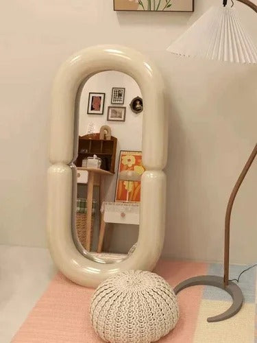 Oval Black Wall Mirror | Girl Aesthetic Nordic Design with Long Decorative Frame | Funky Memphis Style Bathroom & Household Mirror - POUEV