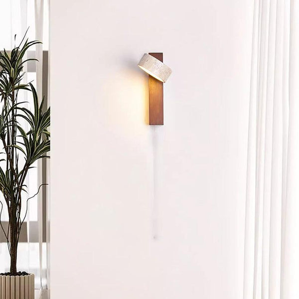 Wandlamp – Stijlvolle natuurstenen lamp – Off-white travertin materiaal