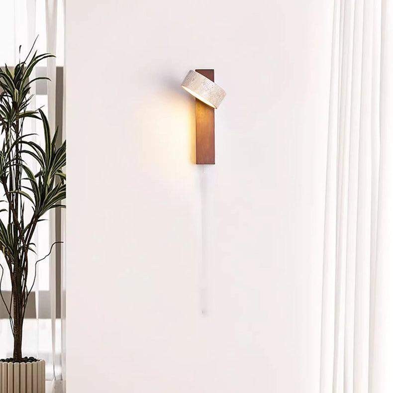 Wandlamp – Stijlvolle natuurstenen lamp – Off-white travertin materiaal